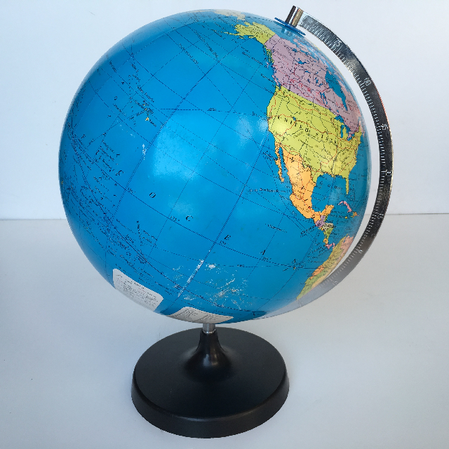 GLOBE, Large Blue on Black Base